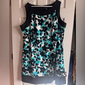 Jessica Howard Black and Teal Floral Blouse